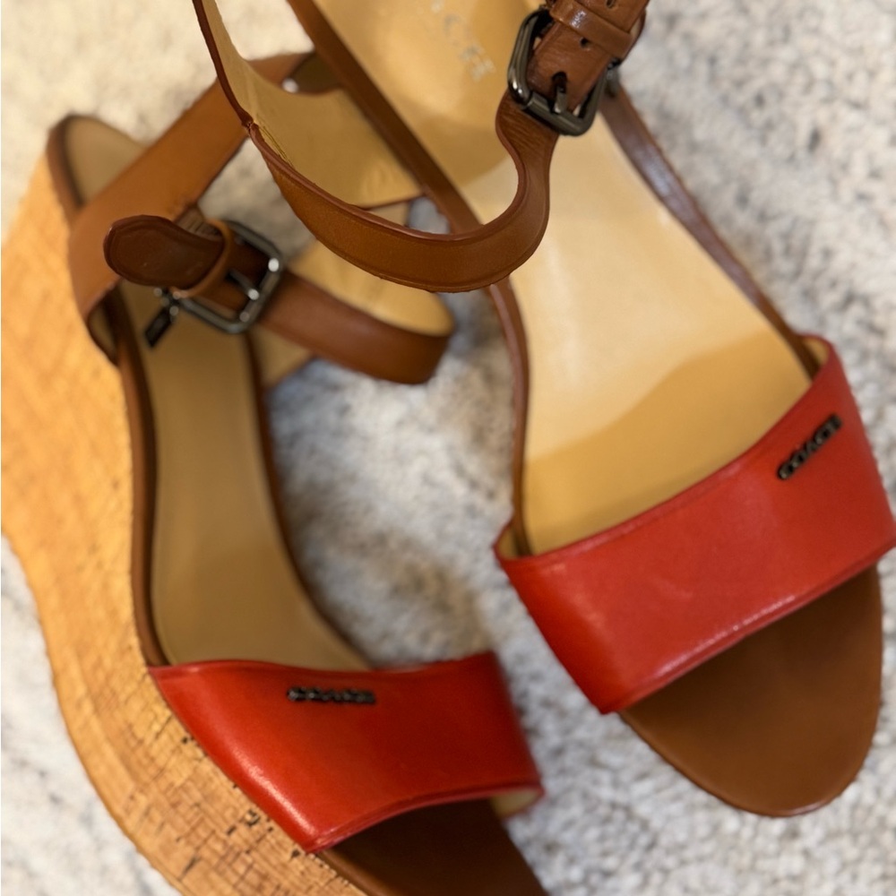 Coach Women's Burnt Orange and Brown Sandals - Picture 3 of 7